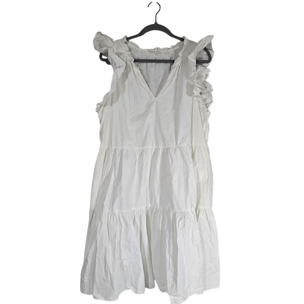 A Loves A White Tiered Mini Dress Womens XL Flutter Sleeve V Neck Boho Flowy